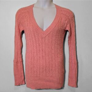 American Eagle Y2K Cable Knit Sweater Long Length Size XL Peach